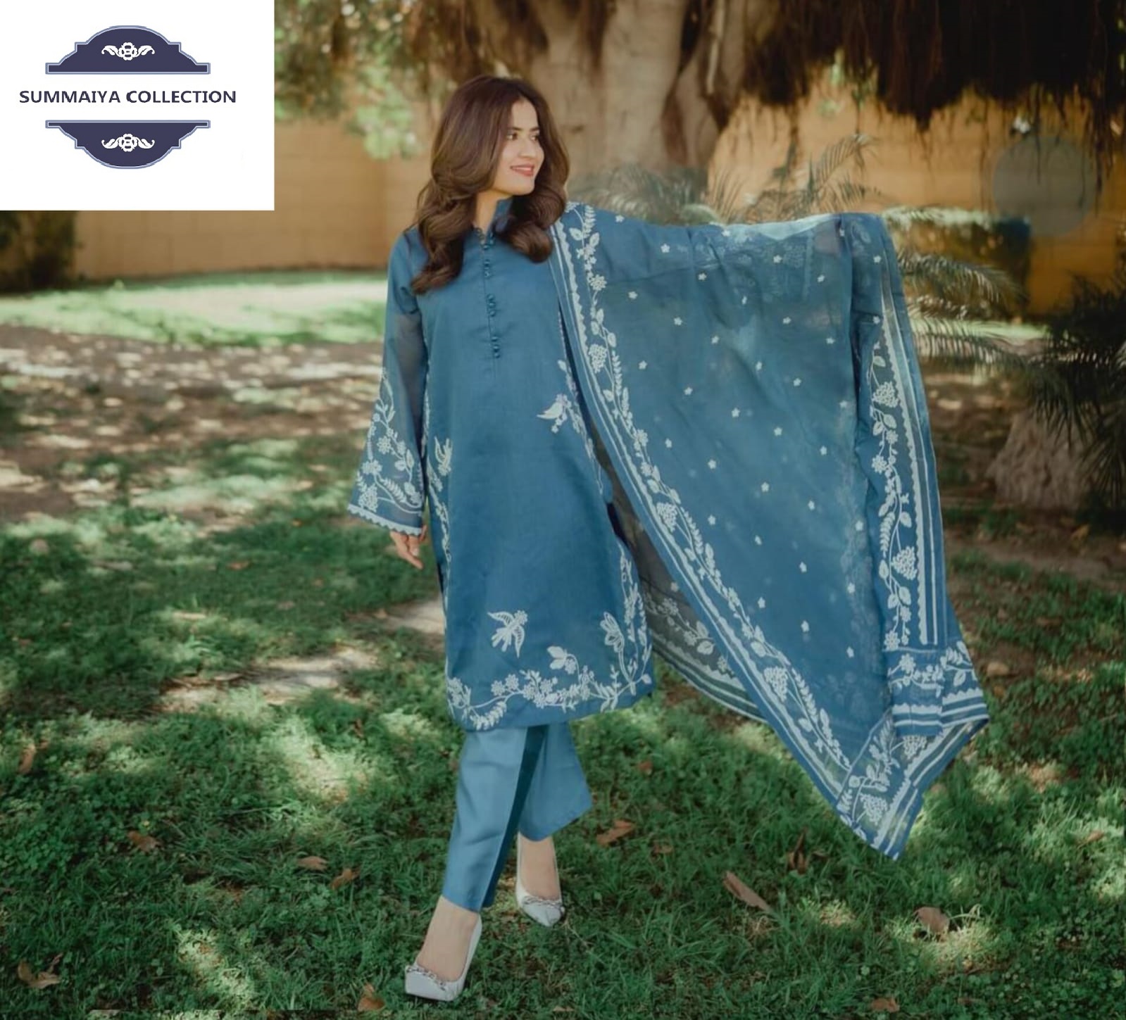 Blue Embroidered Lawn Suit