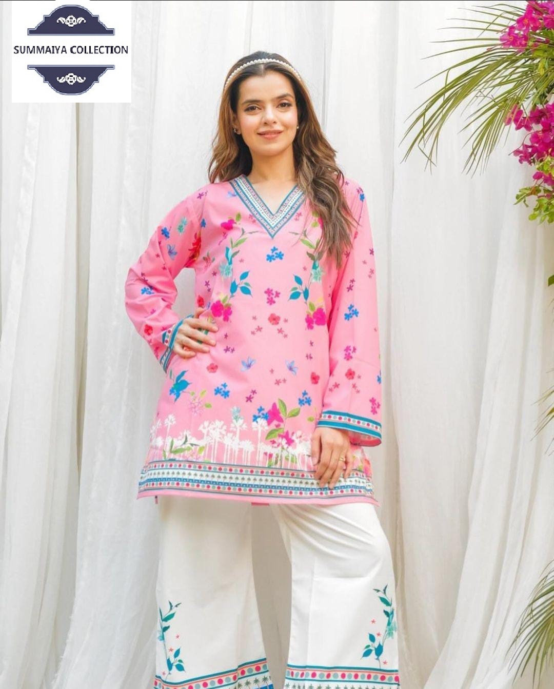 Pink Floral Kurti Set