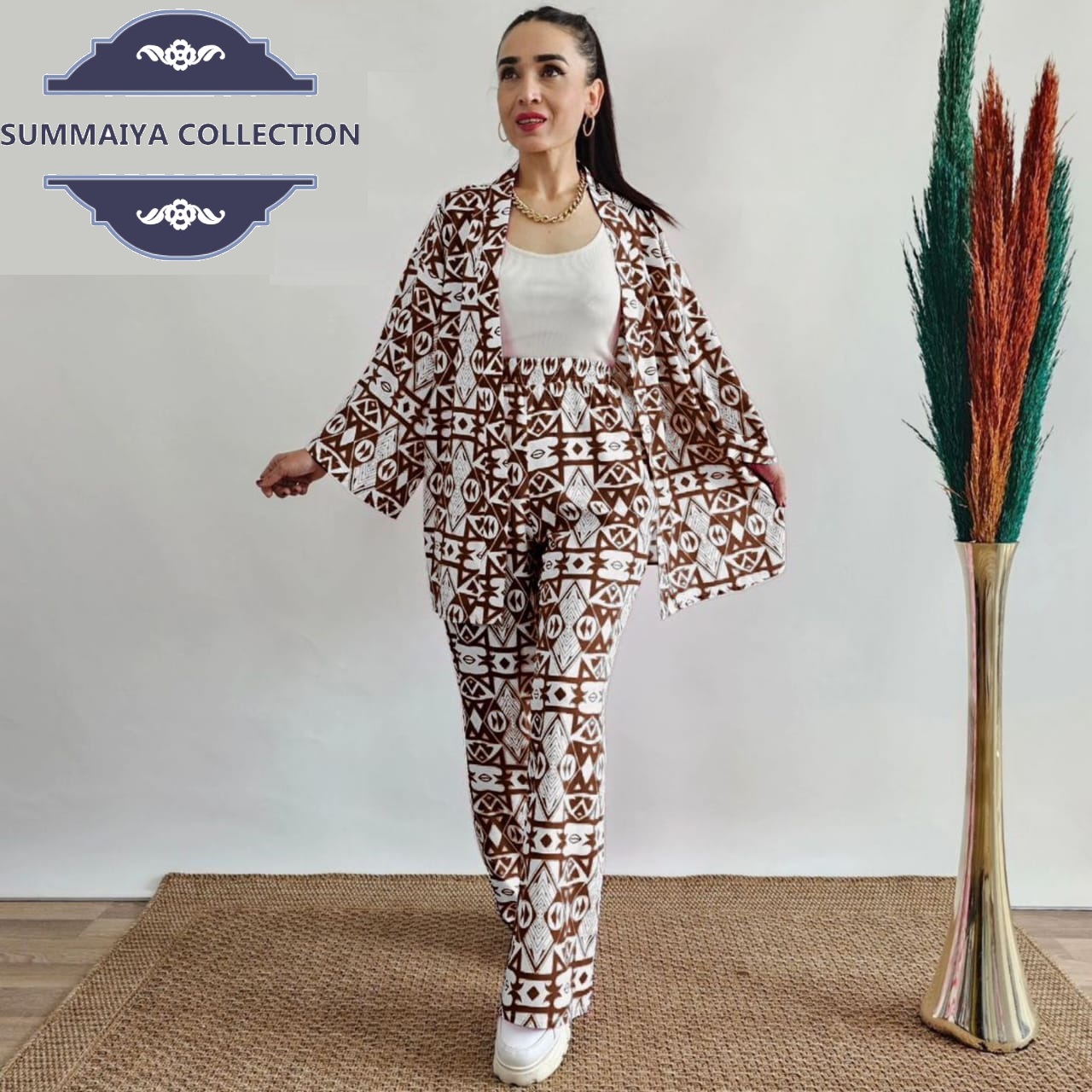 Green Patterned Women's Suit Set