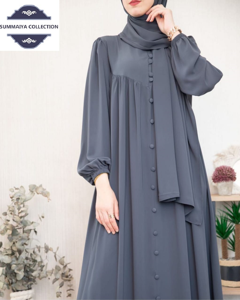 Elegant Grey Abaya