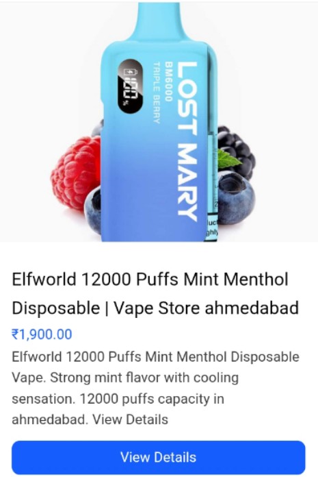 Elfworld 12000 Puffs Mint Menthol Disposable Vape