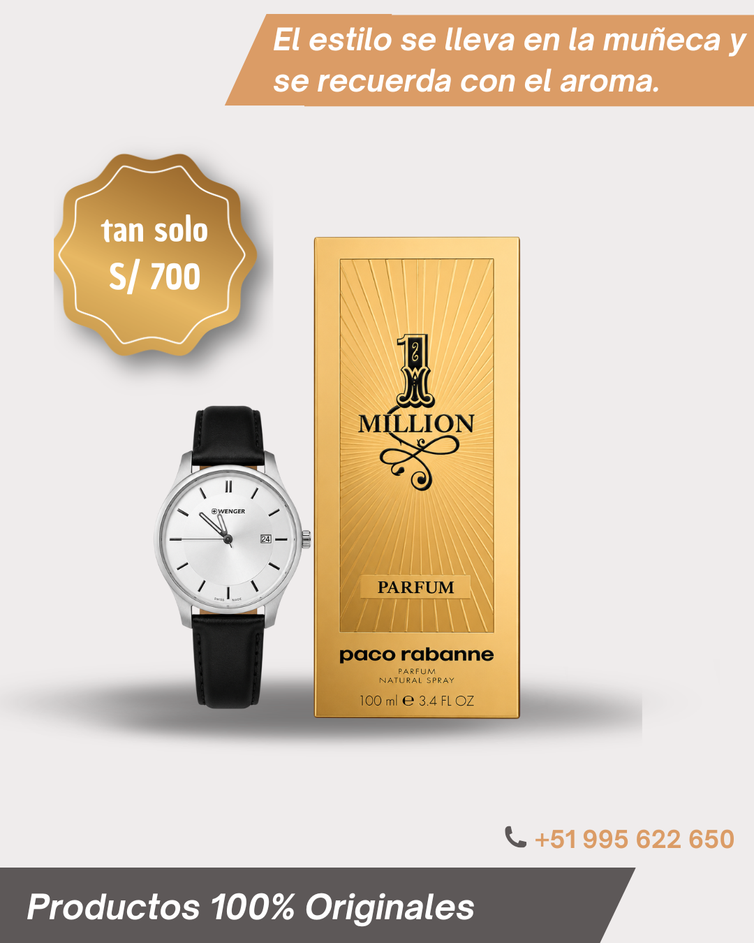 Reloj Wenger suiza y Perfume 1 Million