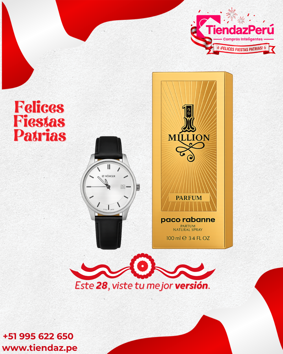 Reloj Clásico y Perfume 1 Million