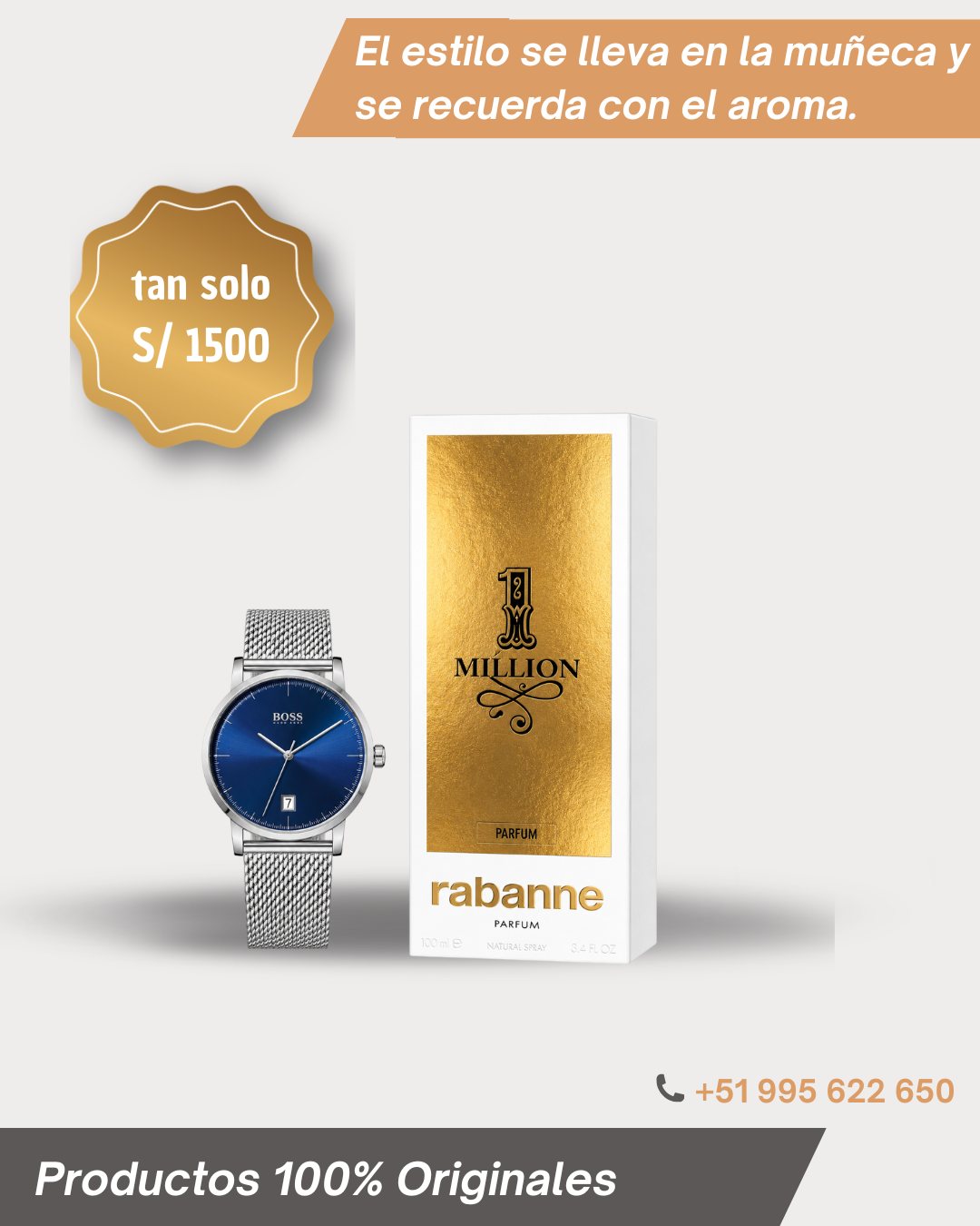 Set Reloj Hugo Boss y Perfume 1 Million