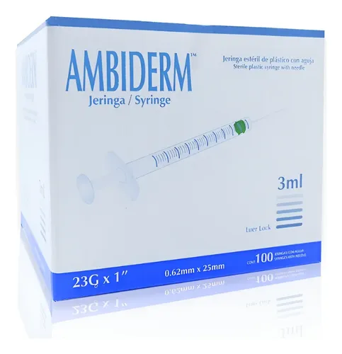 JERINGA 3ML AMBIDERM C/AGUJA 23GX25MM AZUL