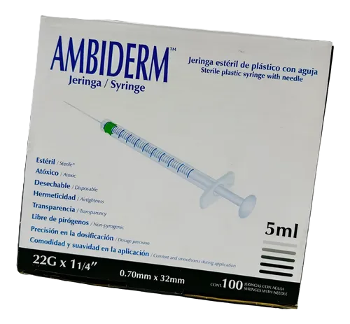 JERINGA 3ML AMBIDERM C/AGUIA 22GX32MM NEGRA