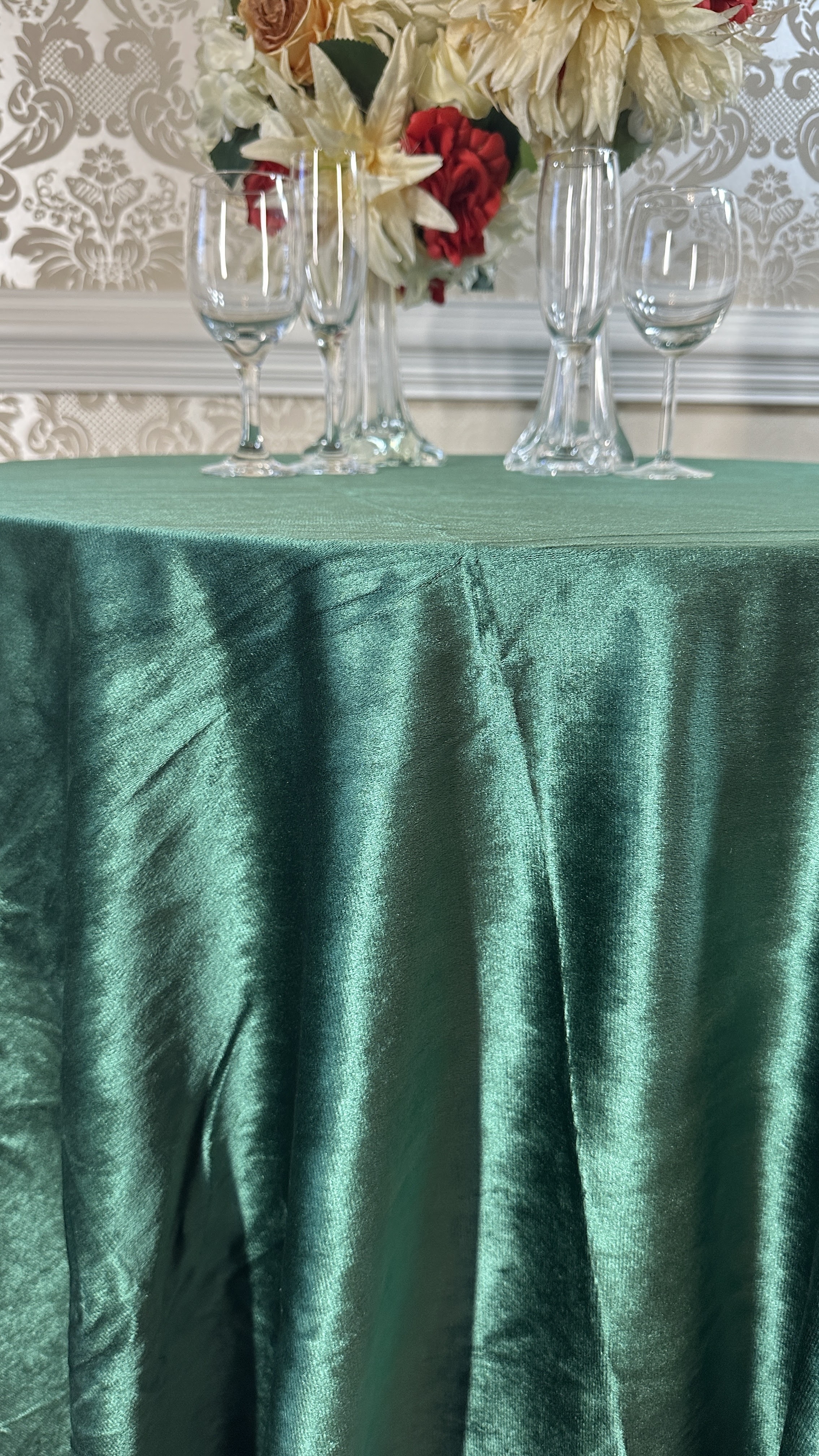 Emerald Satin Tablecloth