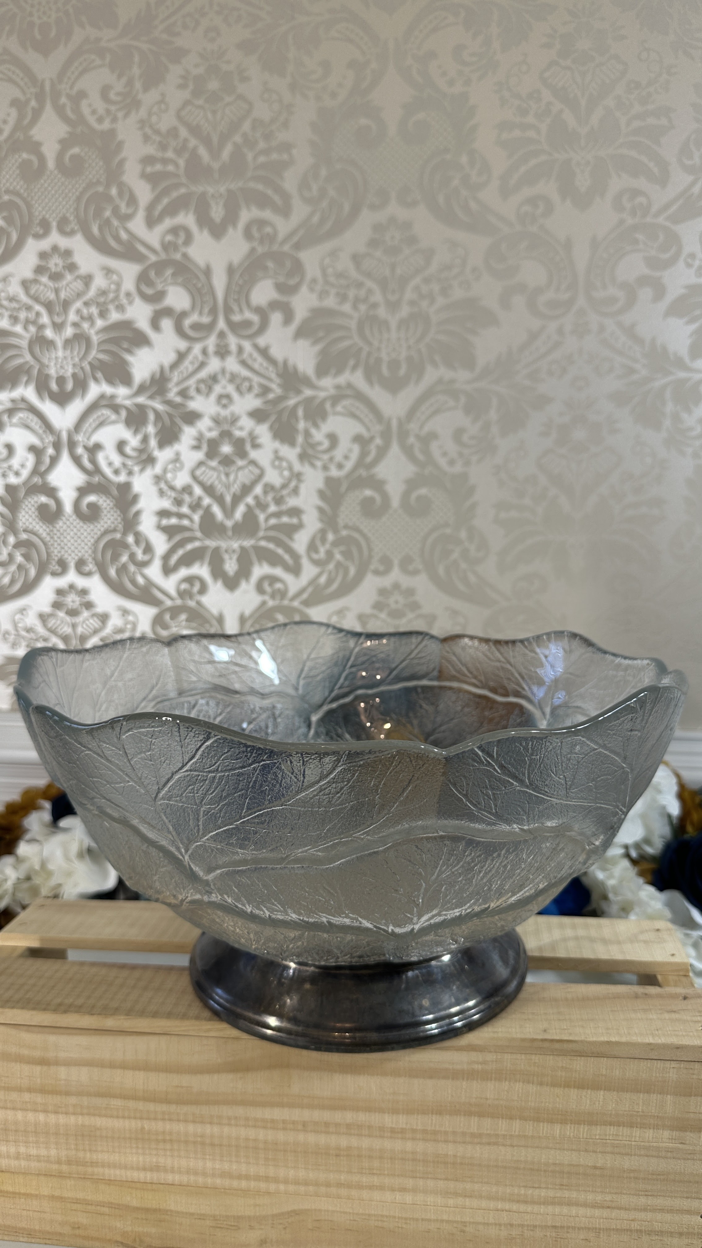 Leaf Pattern Glass Bowl