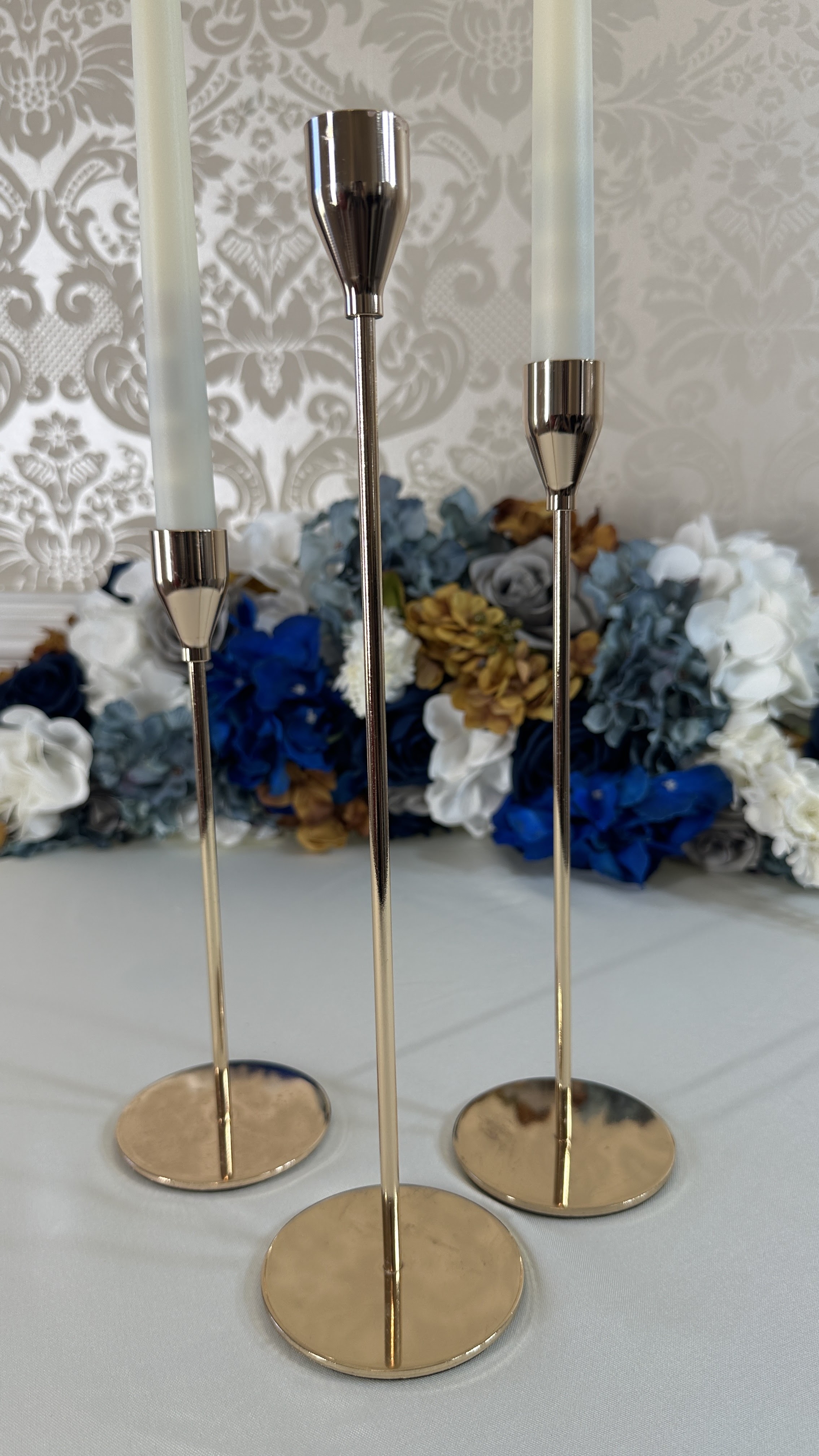 Gold Taper Candle Holder Set