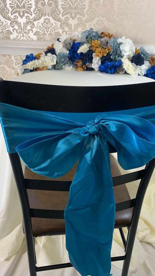Turquois Satin Chair Sash
