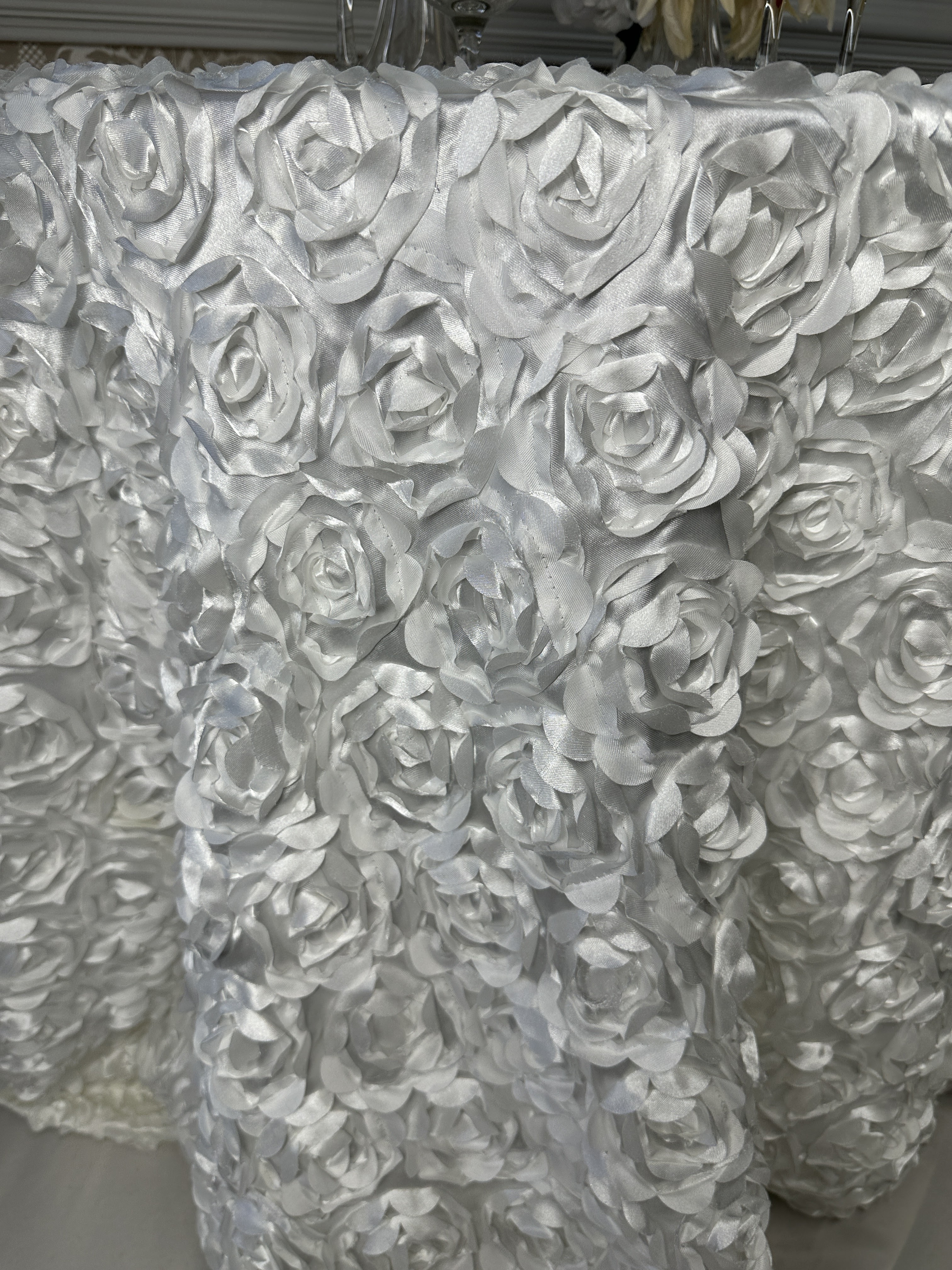 White Rosette Tablecloth