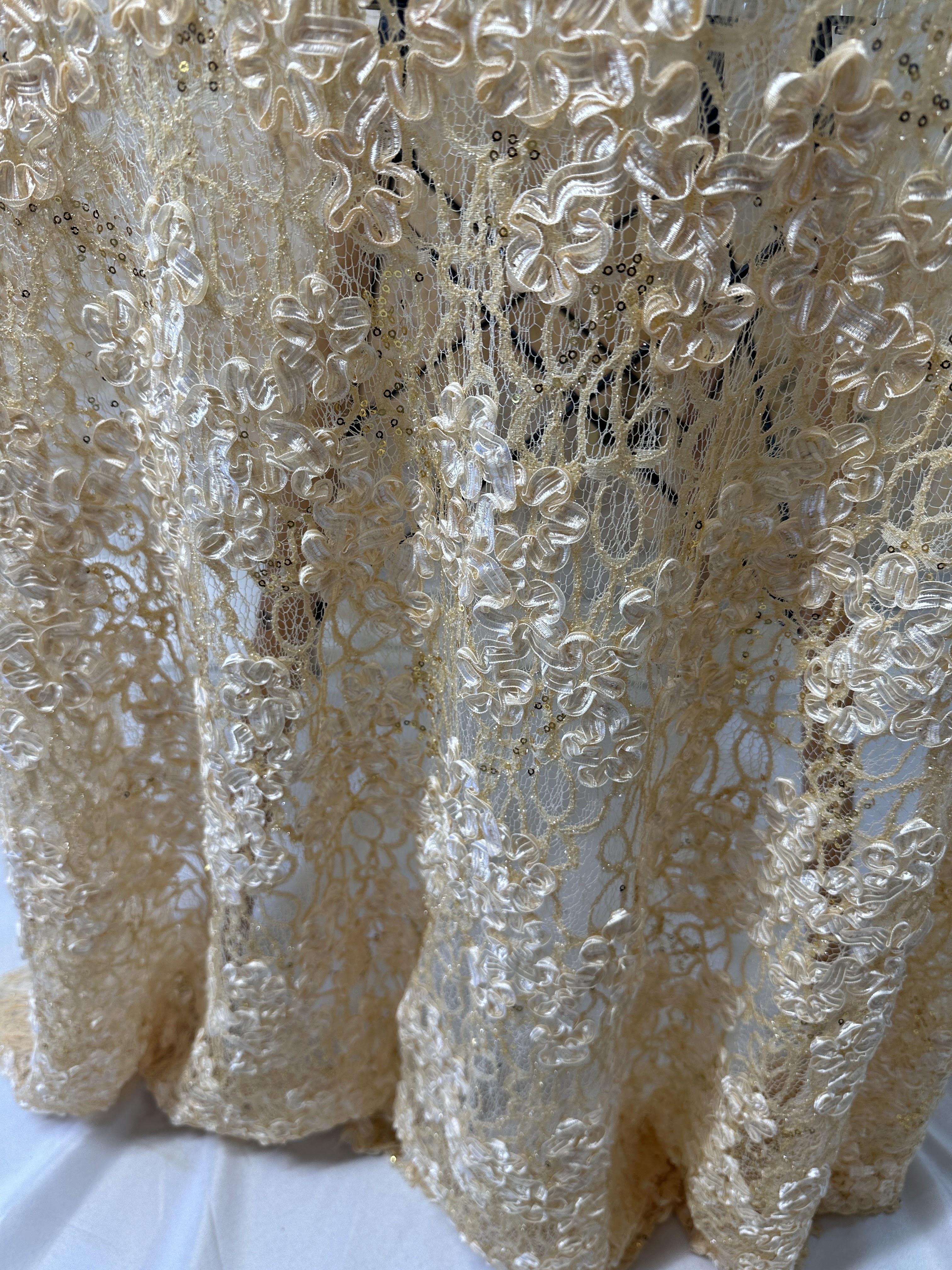 Champagne Floral Lace Fabric