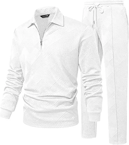 White Zip-Up Tracksuit Set