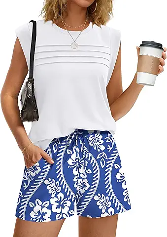 Women's Summer Sleeveless Top and Floral Shorts Set