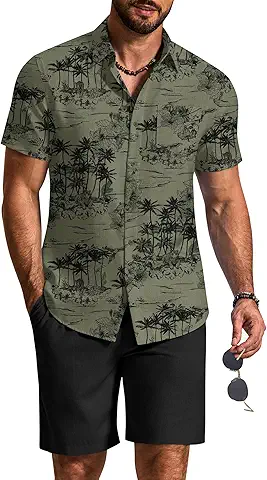 Men's Tropical Print Short Sleeve Shirt