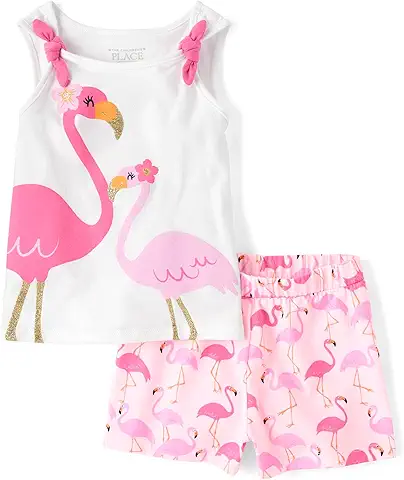 Girls Flamingo Tank and Shorts Set