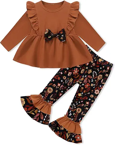 Girls' Ruffle Top & Floral Pants Set