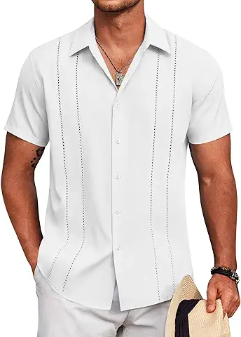 Men's White Cuban Collar Shirt