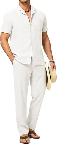 Men's White Linen Set