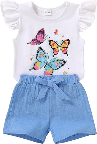 Girls Butterfly Print Summer Outfit