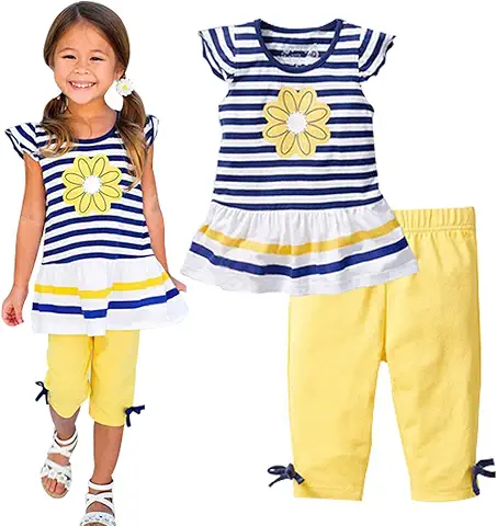 Girls Daisy Stripe Outfit Set