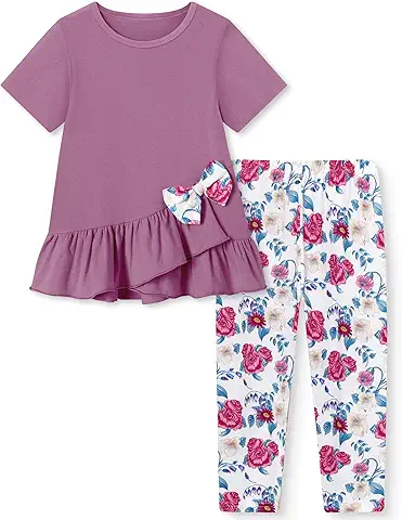 Girls' Ruffle Top & Floral Pants Set