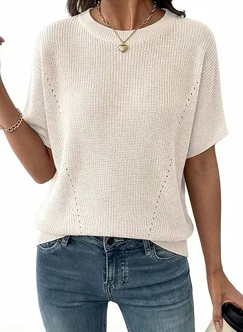Casual Knit Short Sleeve Sweater