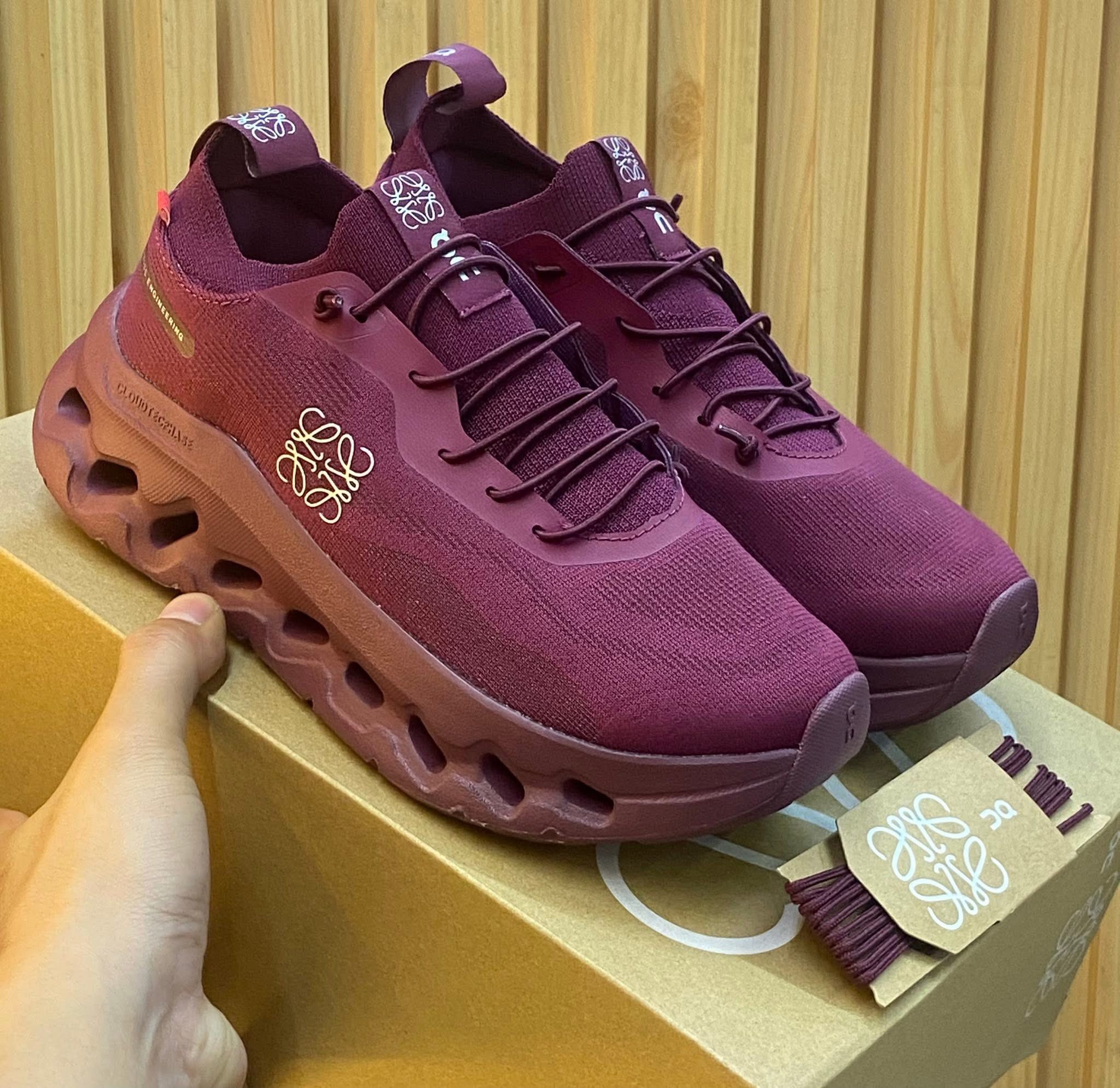 On x Loewe Cloudtilt Beet Red Sneakers