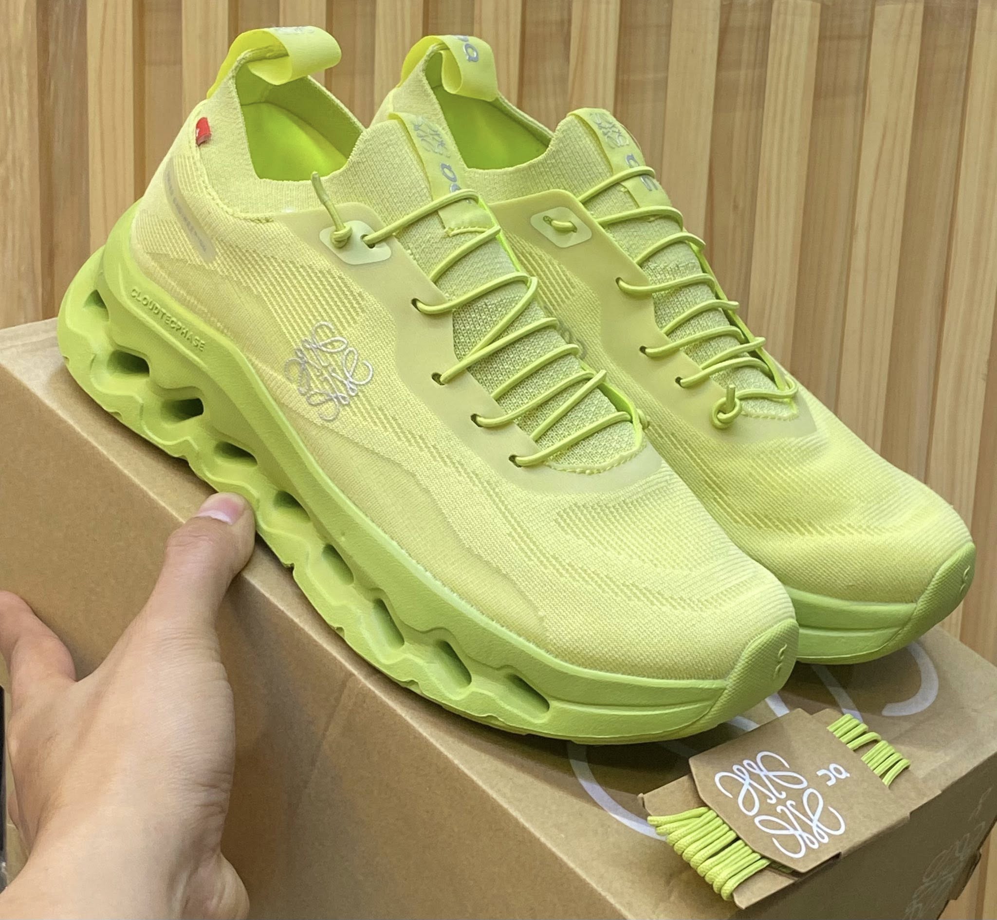 On x Loewe Cloudtilt Lime Green Sneakers