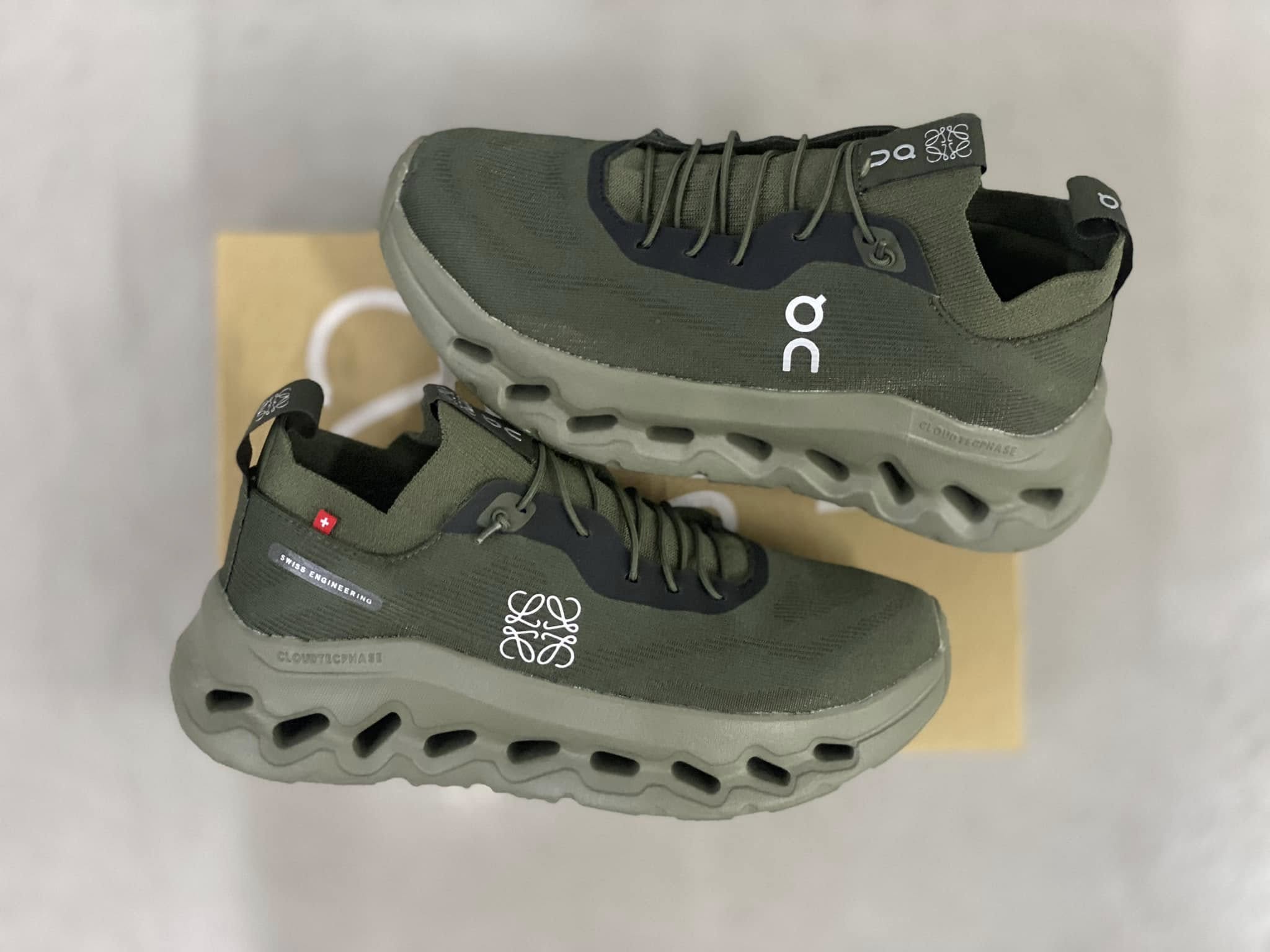 On x Loewe Cloudtilt Khaki Green Sneakers