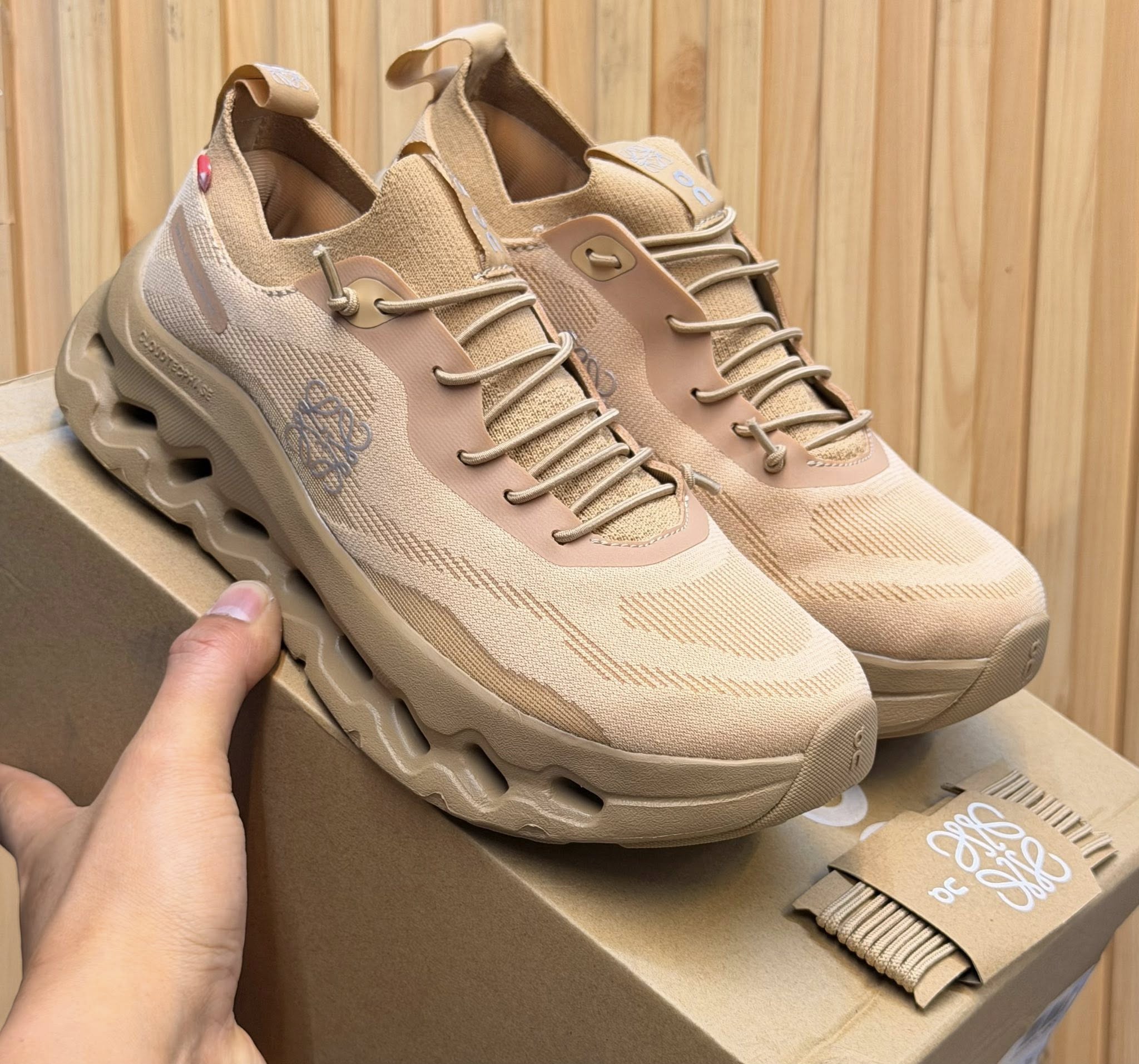 On x Loewe Cloudtilt Dark Sand Sneakers