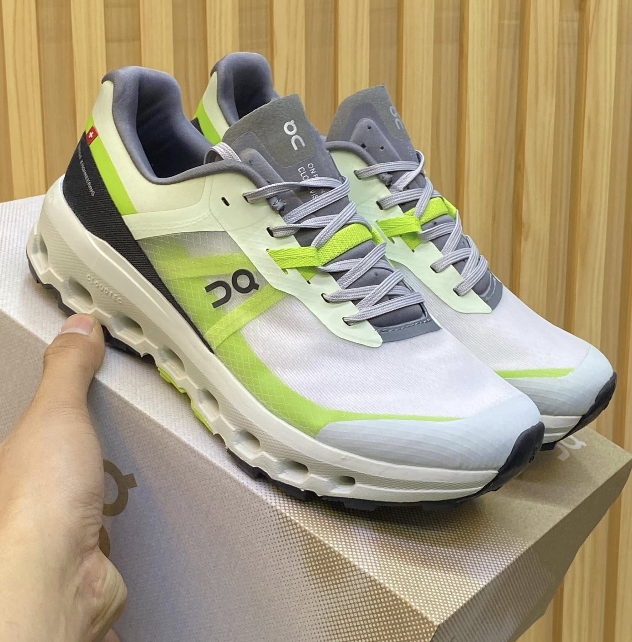 On Cloudvista 2 White Green Sneakers