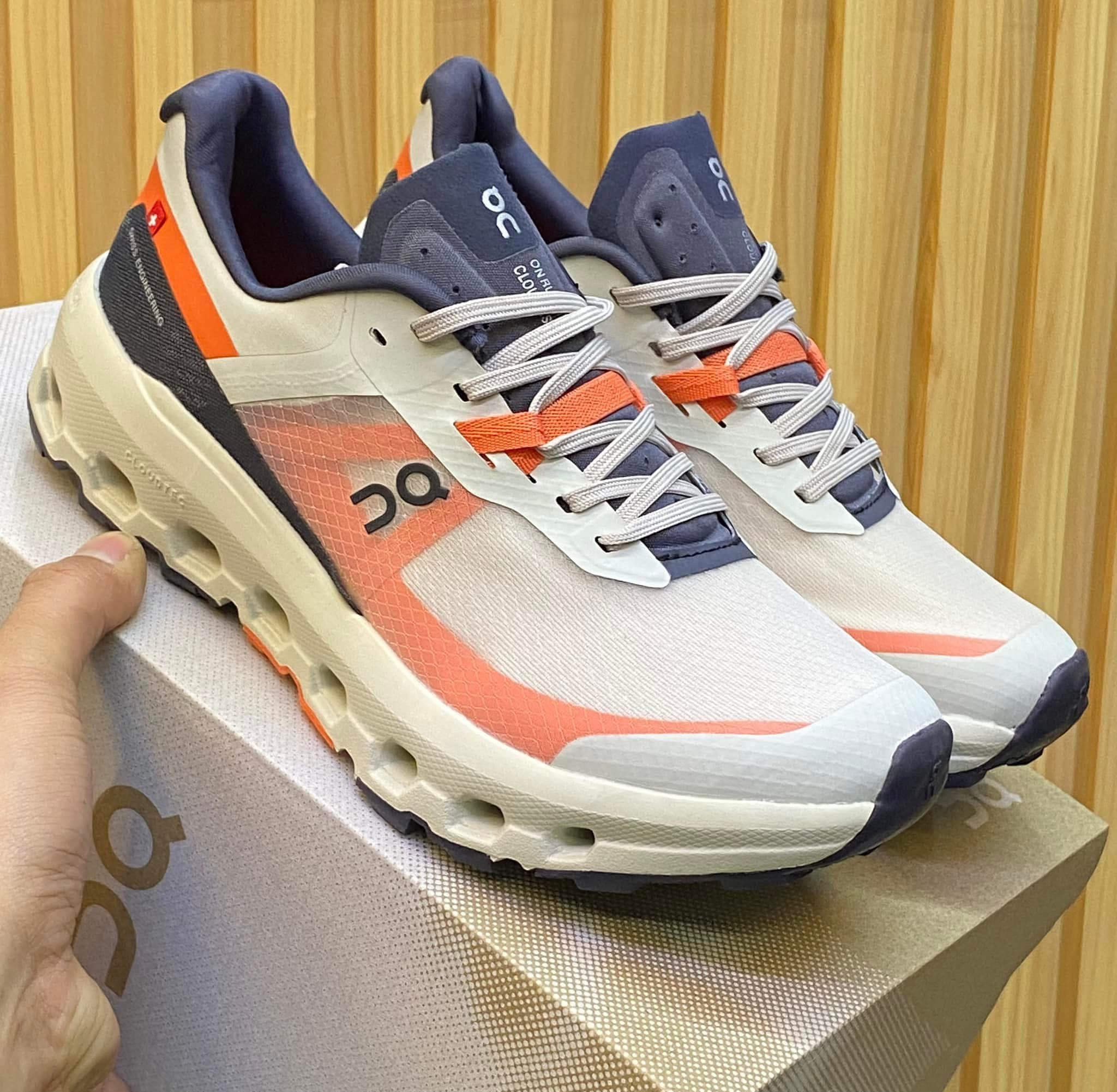 On Cloudvista 2 White Orange Sneakers