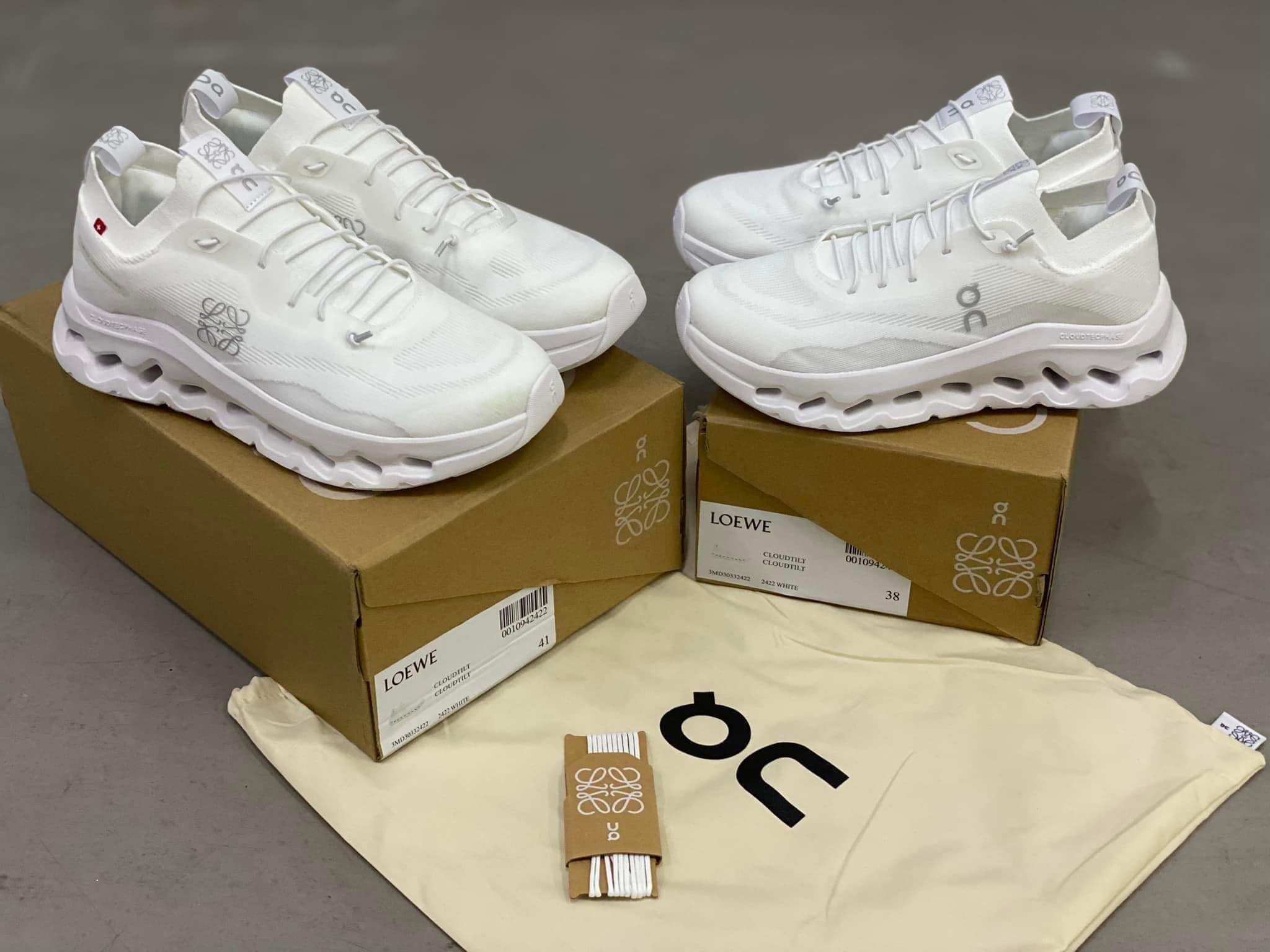 On x Loewe Cloudtilt All White Sneakers