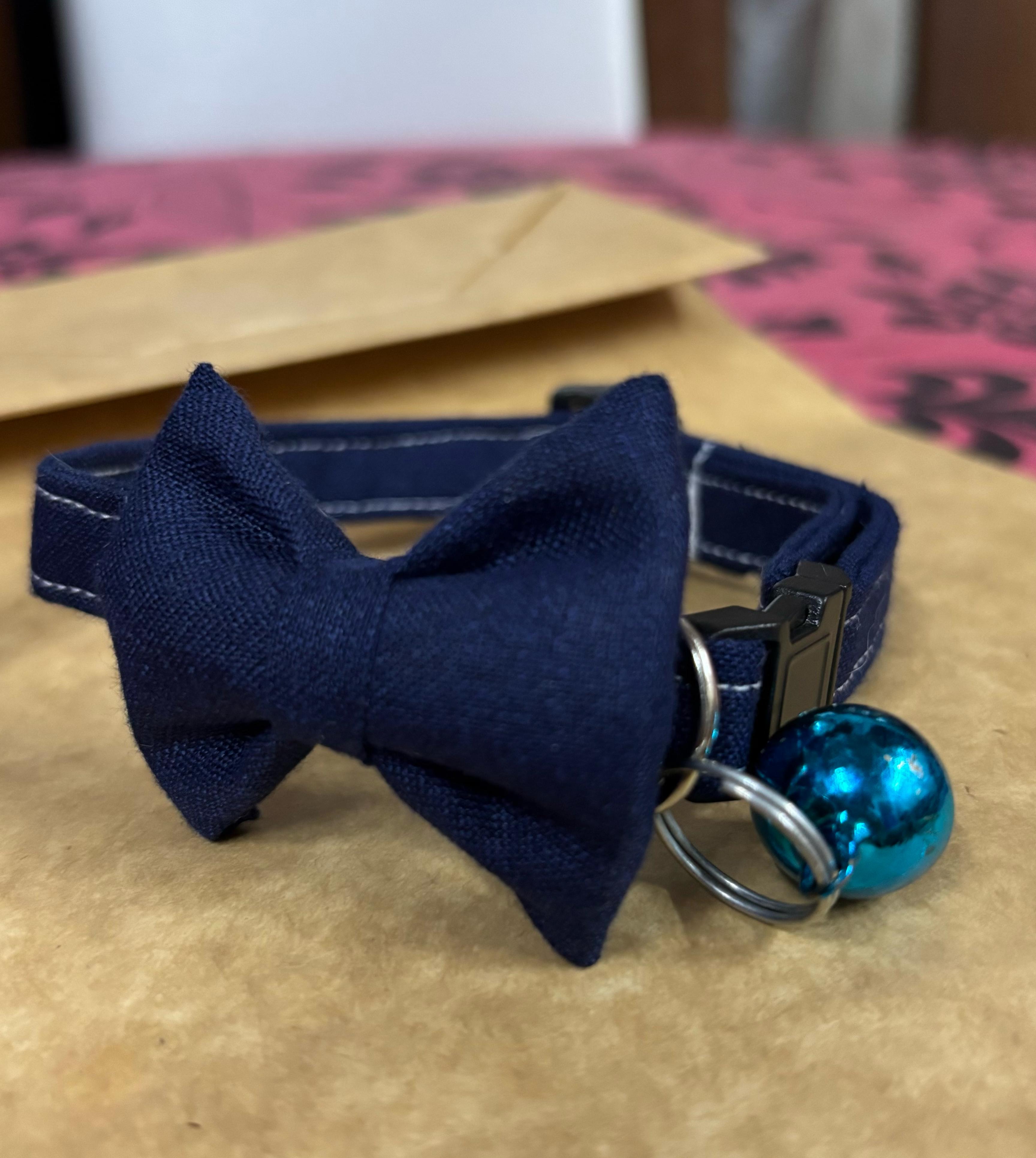 Navy Blue Handmade cat collar