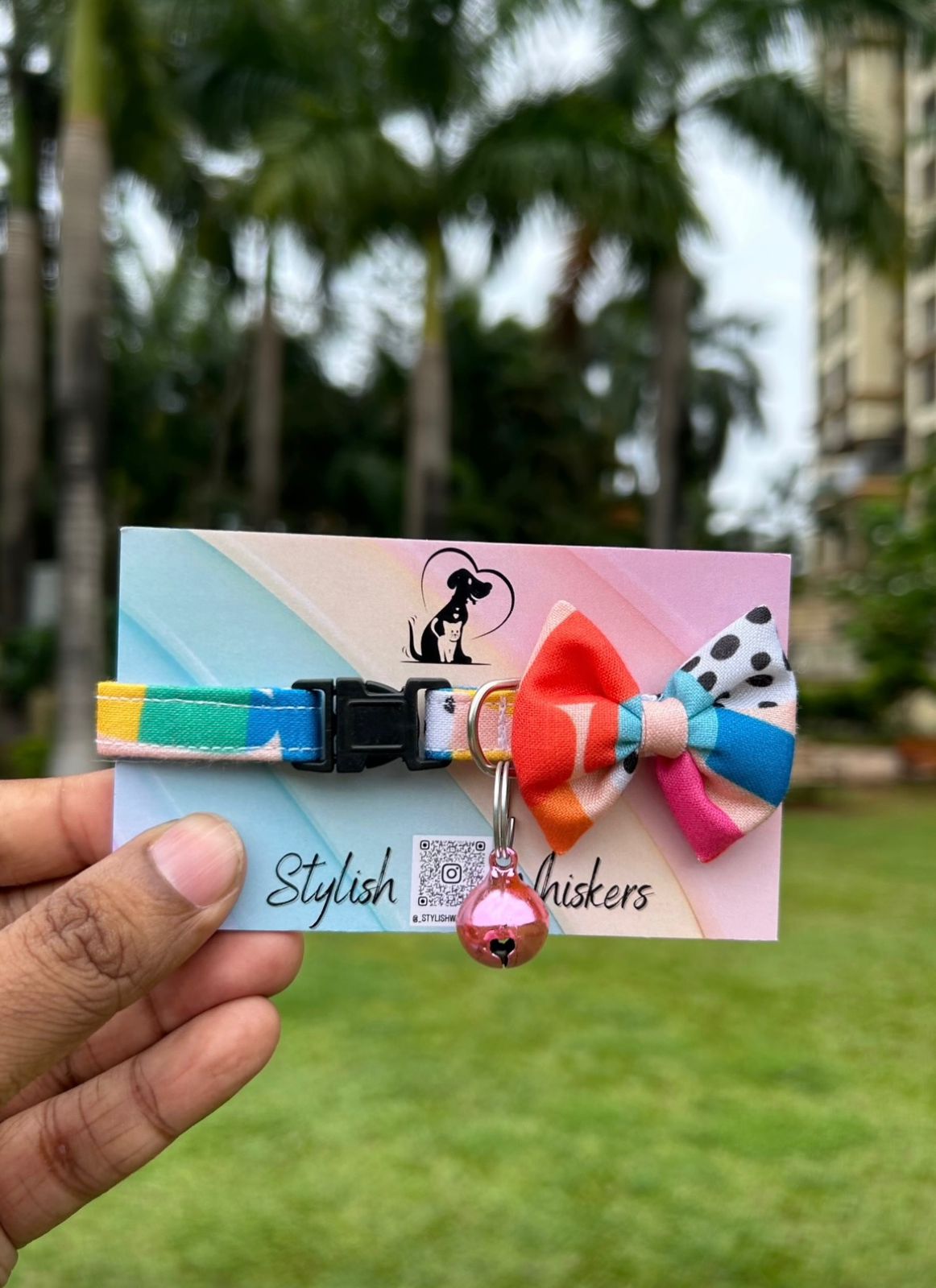 Wild Chic Handmade Cat Collar with Bow