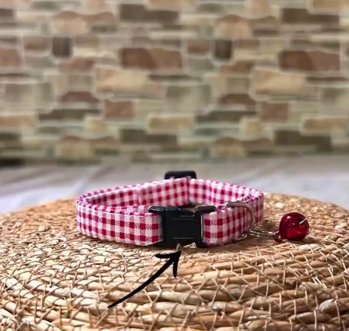 Red & White Gingham Cat Collar