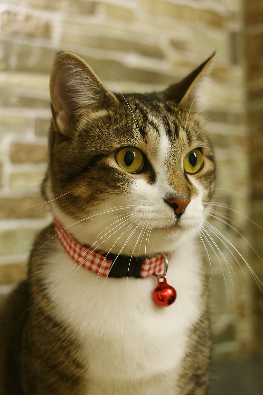 Red & White Gingham Cat Collar