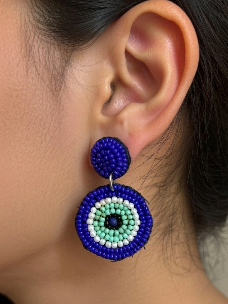 Beaded Evil Eye Earrings