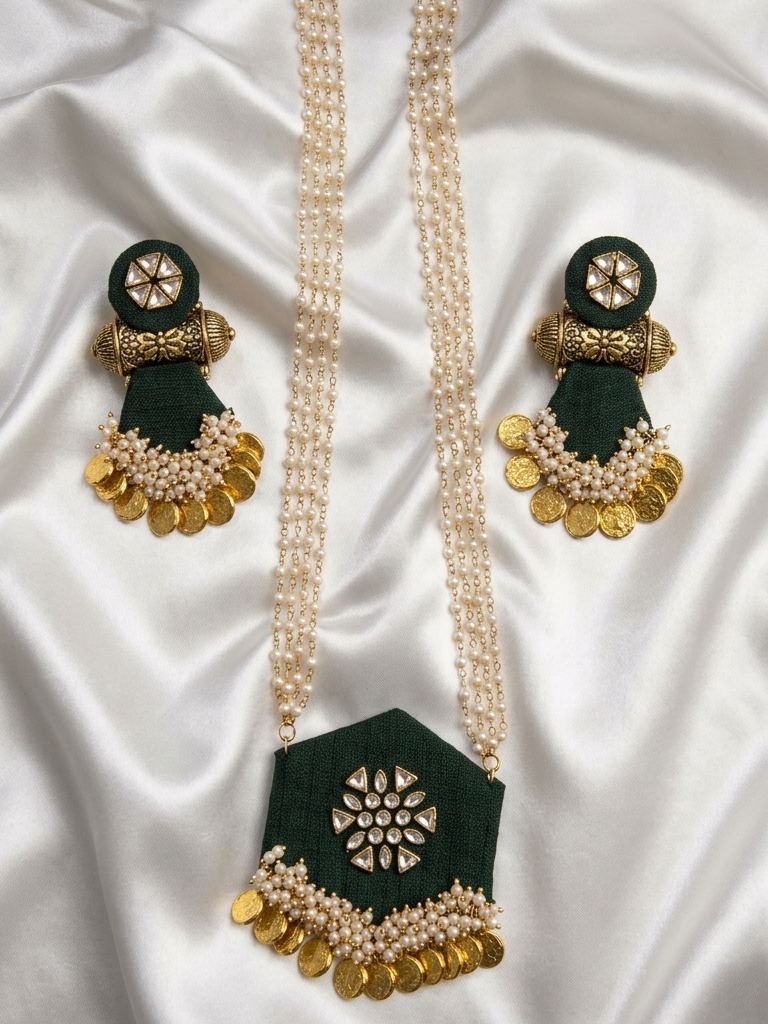 Traditional Kundan Coin Necklace & Earrings Set
