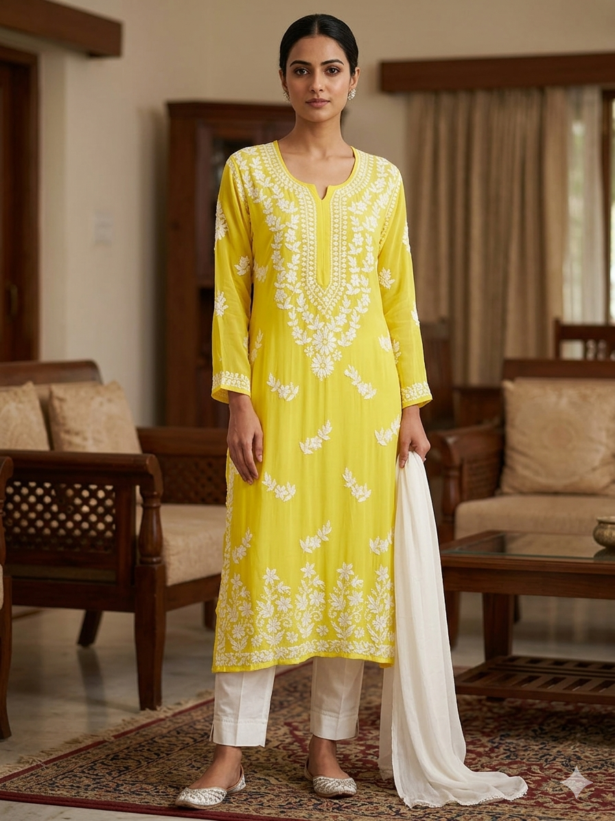 Yellow Embroidered Kurta Set