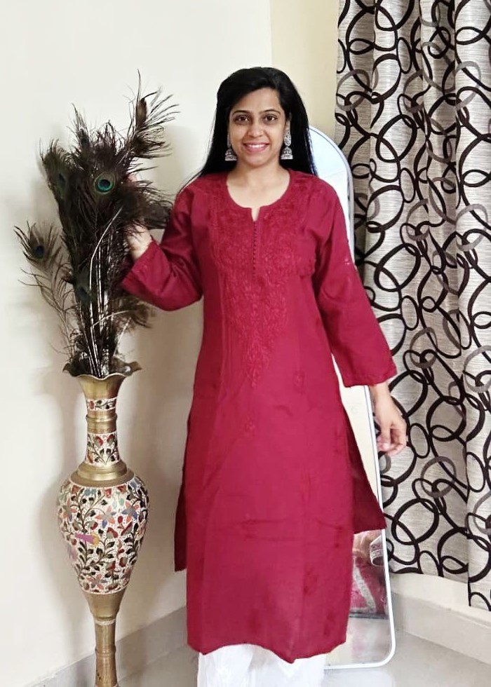 Maroon Linen Kurti