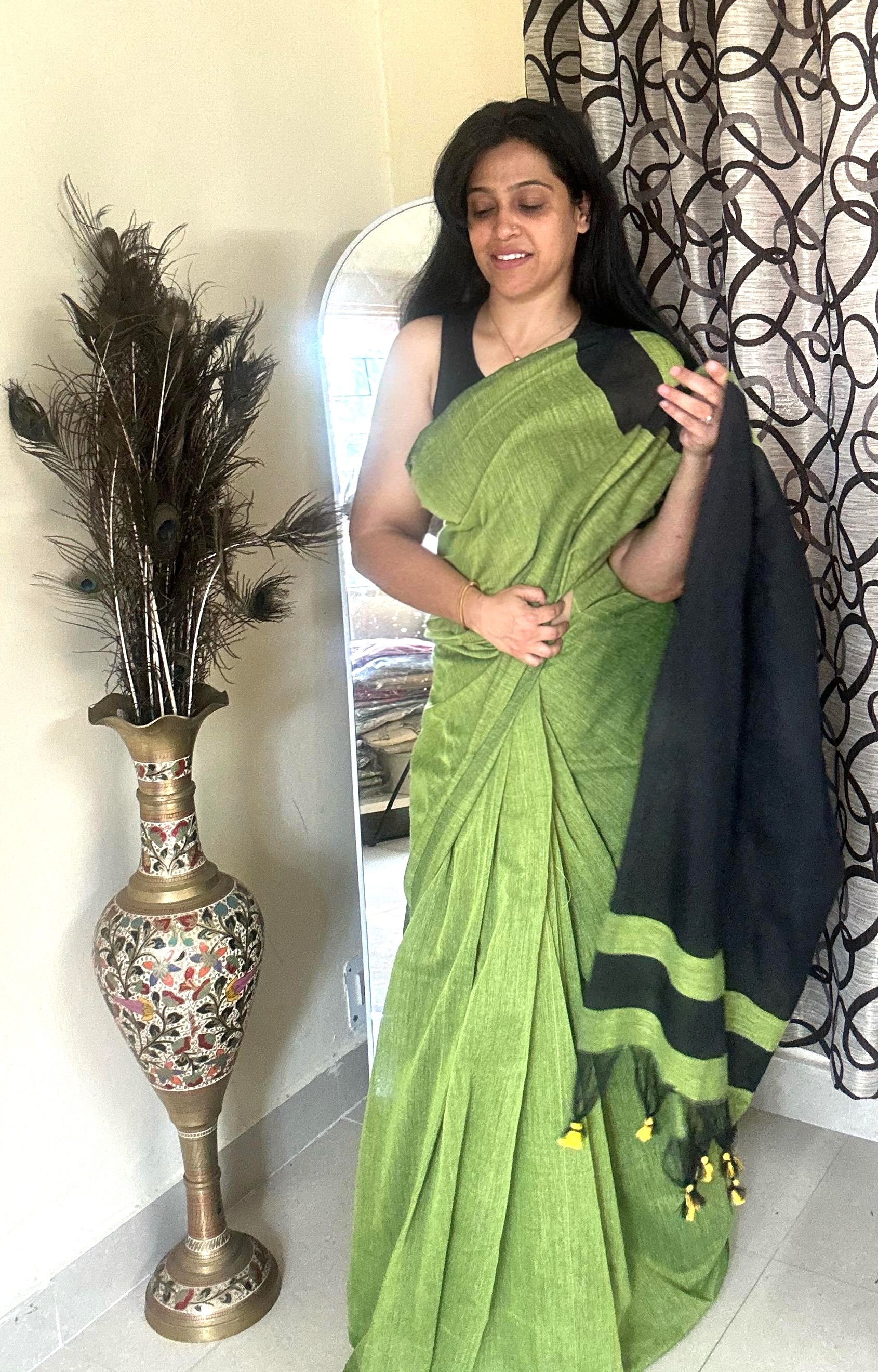 Lime Green Saree