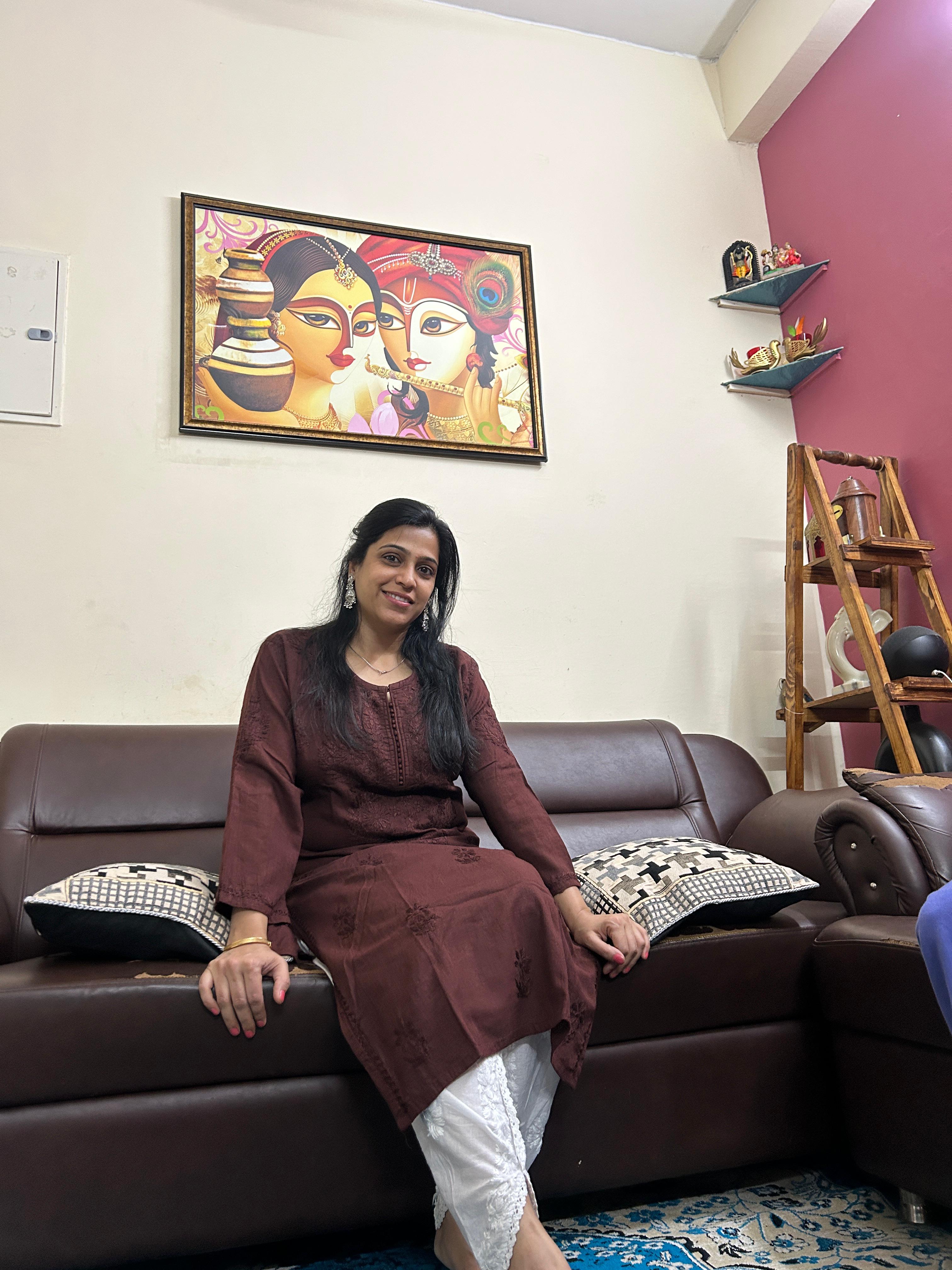 Brown Embroidered Linen Kurti