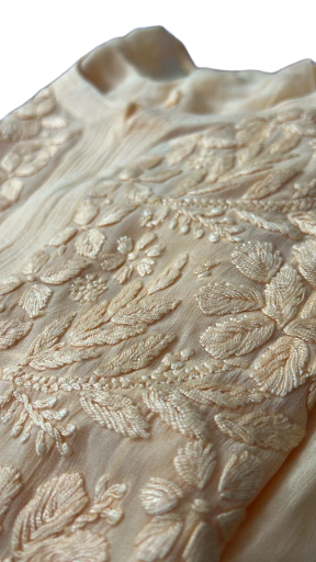 Peach Embroidered Georgette Kurta