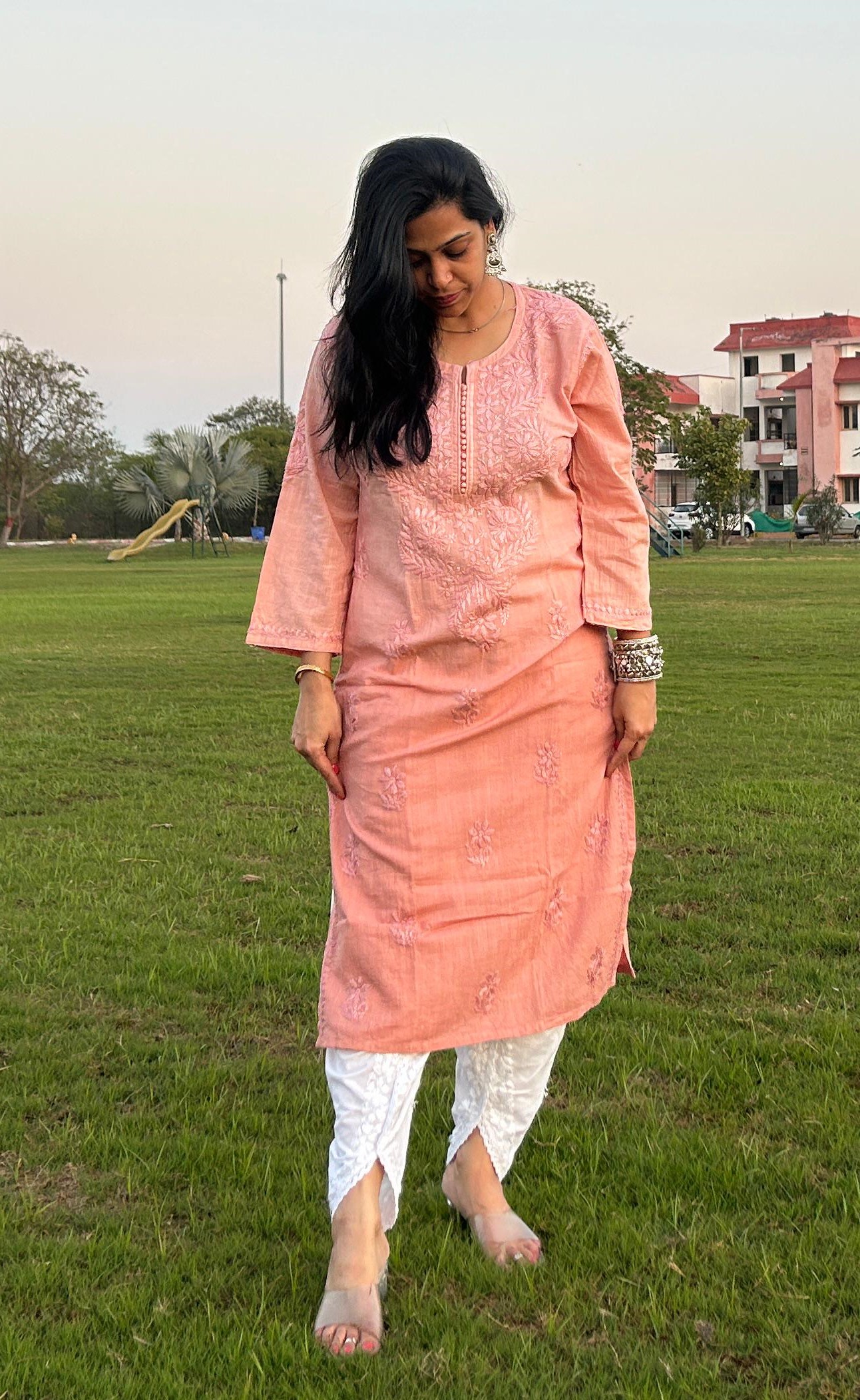 Peach Linen Kurti 