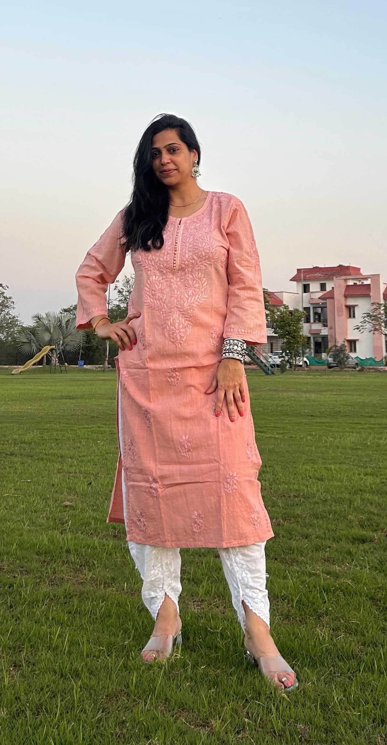 Peach Linen Kurti 