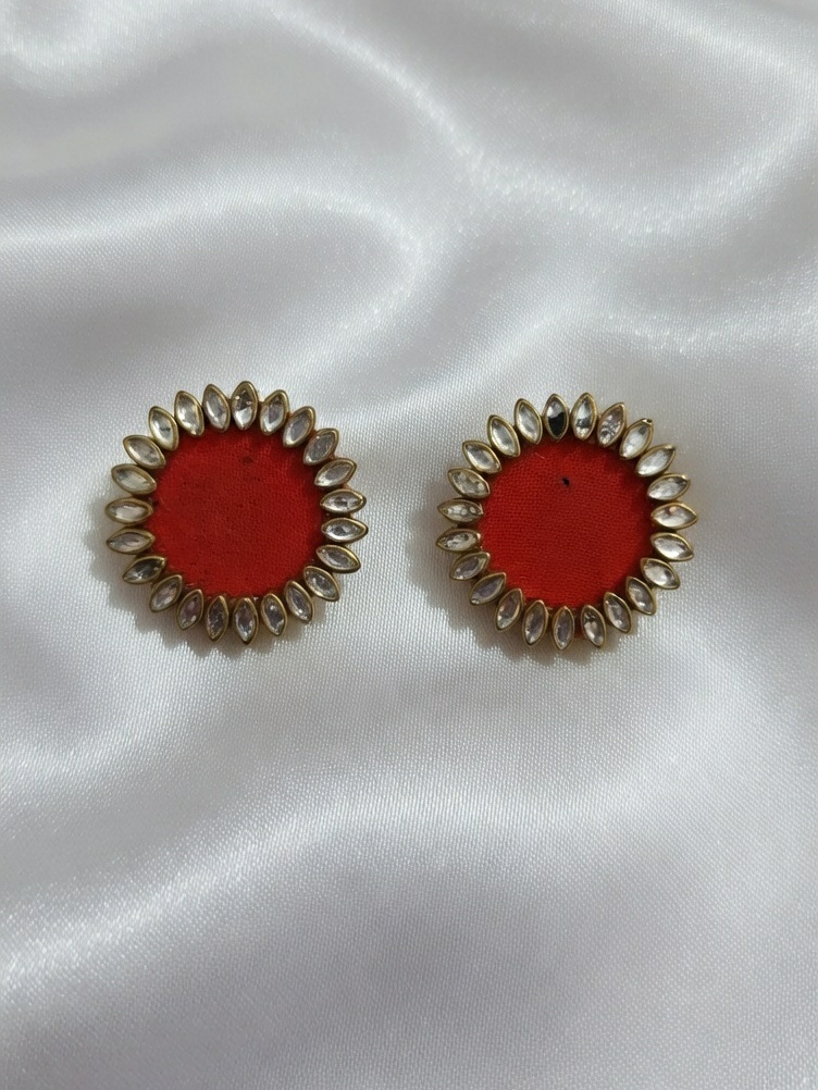 Red Stone Stud Earrings