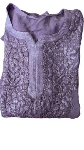 Purple Embroidered georgette Kurti