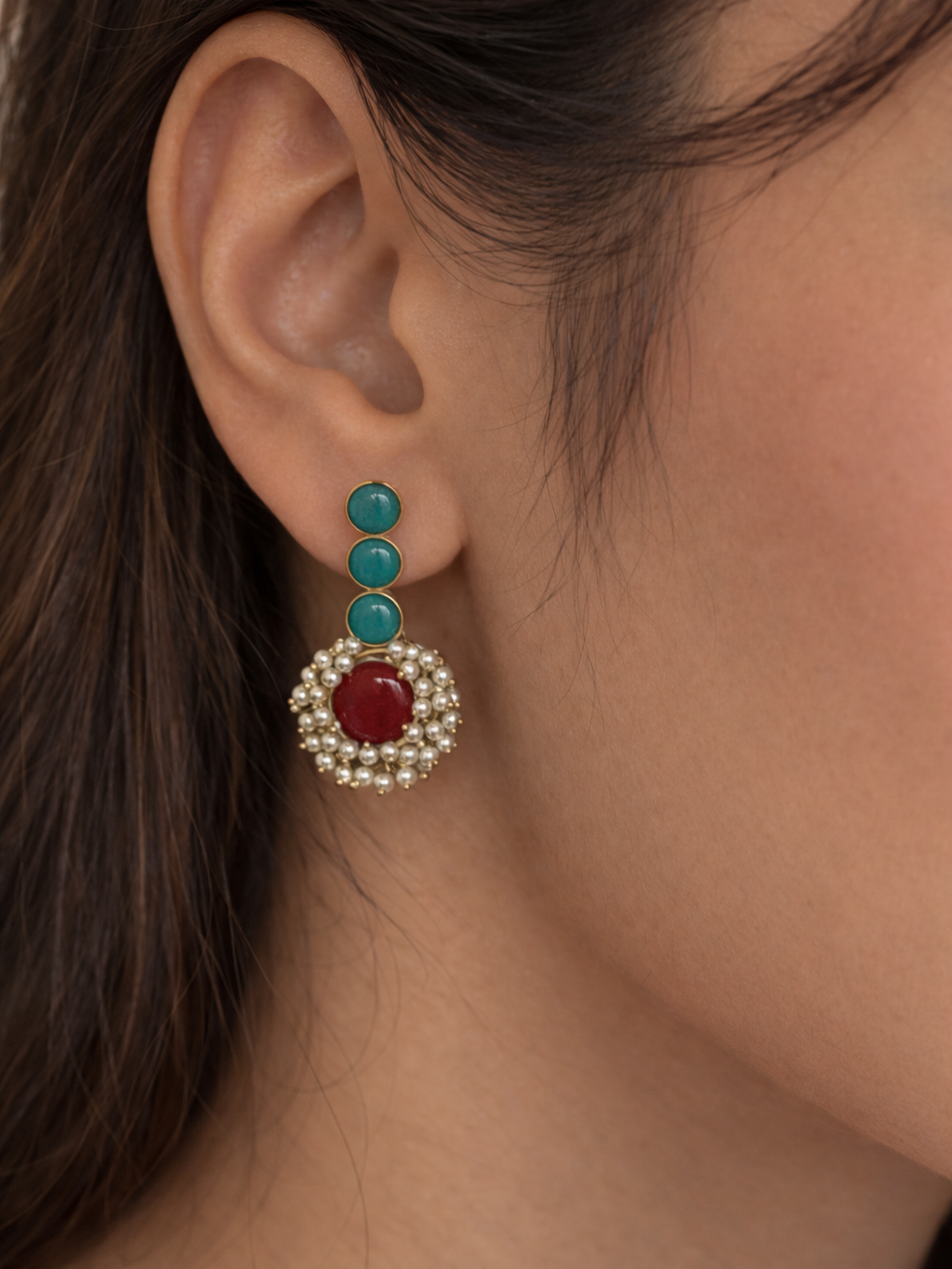 Traditional Gemstone Stud Earrings